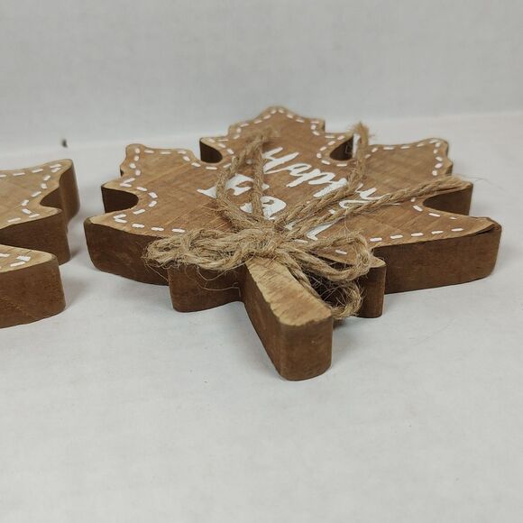 Lot of 2 Happy Fall It's Fall Y'all Wooden Maple Leaf Tabletop Decor Shelf - Picture 11 of 16